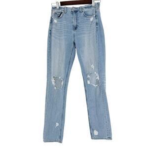 American Eagle Mom Jeans Size 4 Light Wash Distressed